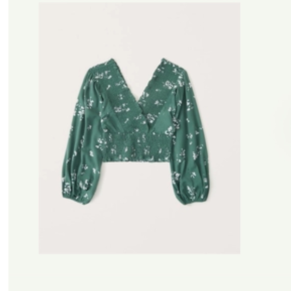 Abercrombie & Fitch Blue Puffed Crop Blouse